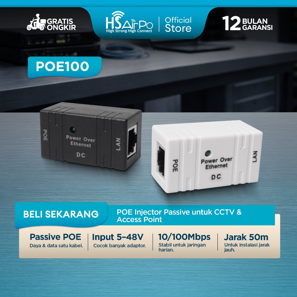 Jual HSAirPo Passive POE Injector 5V 9V 12V 24V 48V Access Point ...