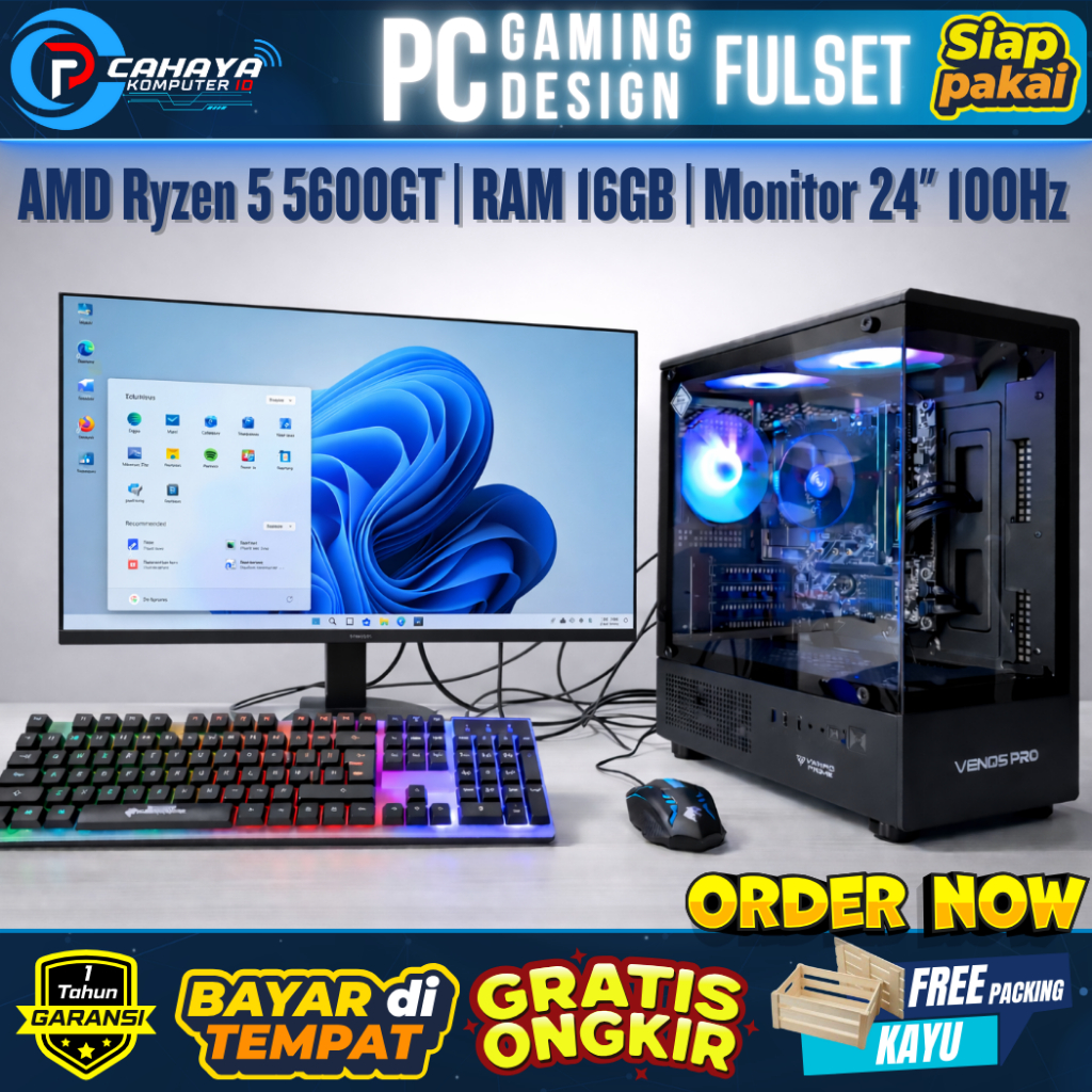 Jual PC Gaming [Full Sett] AMD Ryzen 5 5600GT | RAM 16GB | SSD 128GB ...