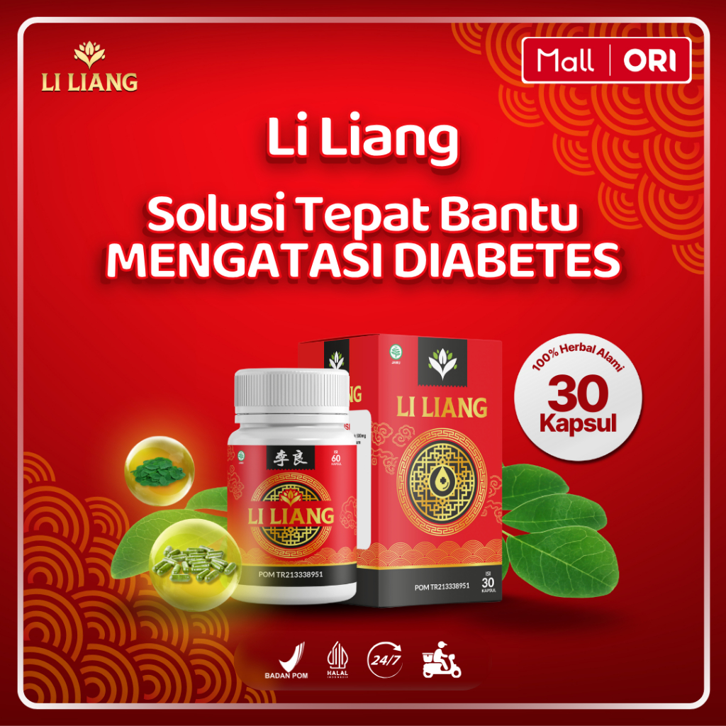 LI LIANG - Obat Herbal Cina Atasi Diabetes Gula Darah Tinggi Kolesterol - 1 Botol Isi 30 Kapsul