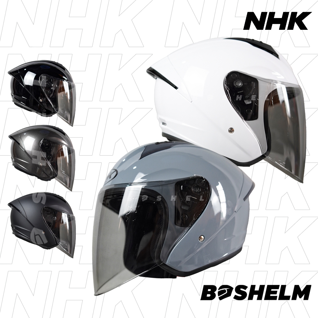 Jual BOSHELM Helm NHK N1 ELITE SOLID Helm Half Face SNI | Shopee Indonesia