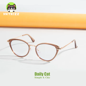 MKTRIZZ Kacamata Cat Eye Wanita Anti Radiasi Photocromic Gaya Korea Minus Frame Metal Anti