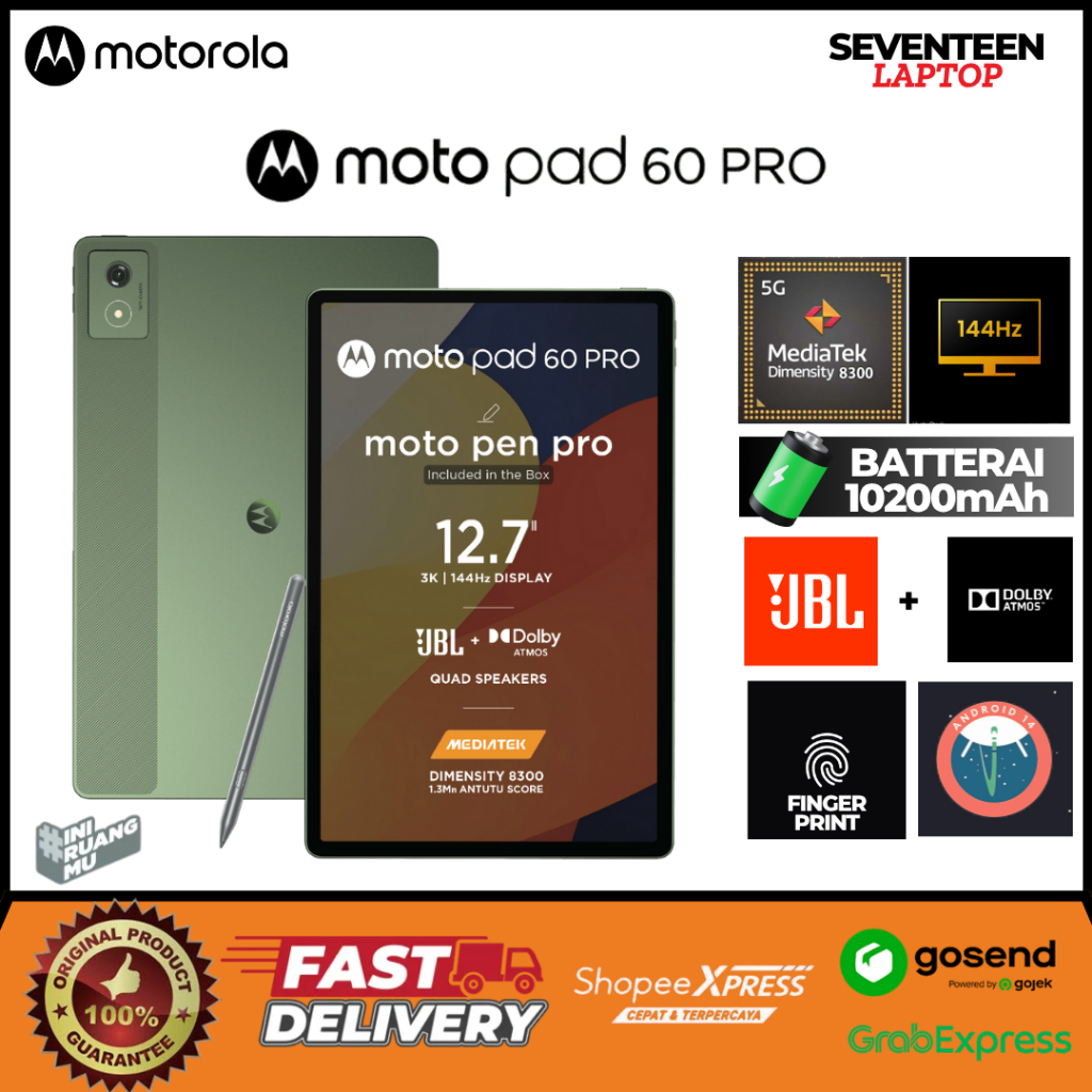 Jual Motorola MotoPad 60 Pro 8GB/256GB Dimensity 8300 JBL+Dolby Speaker ...