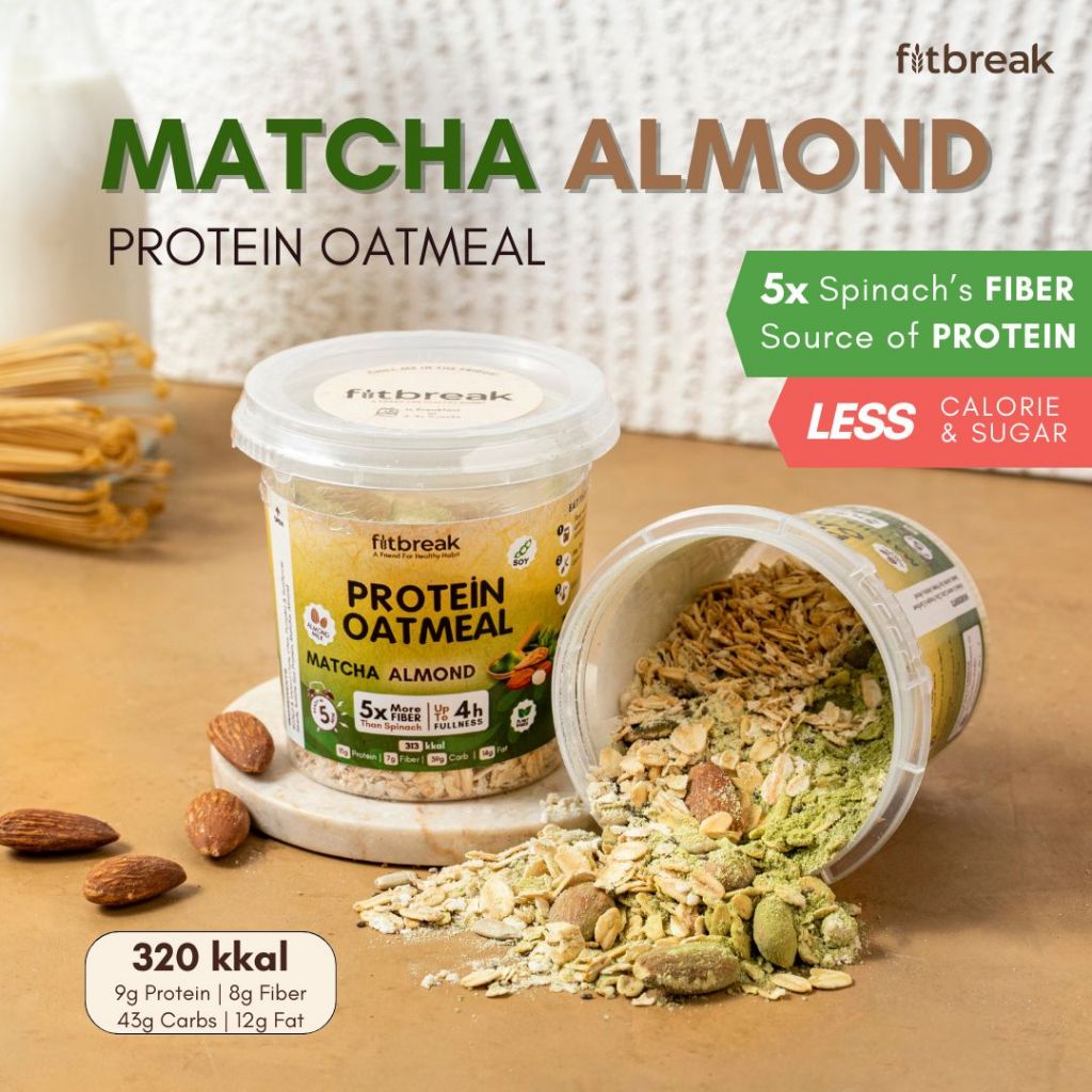Jual Matcha Almond Protein Oatmeal Fitbreak / Healthy Snack / Instant ...