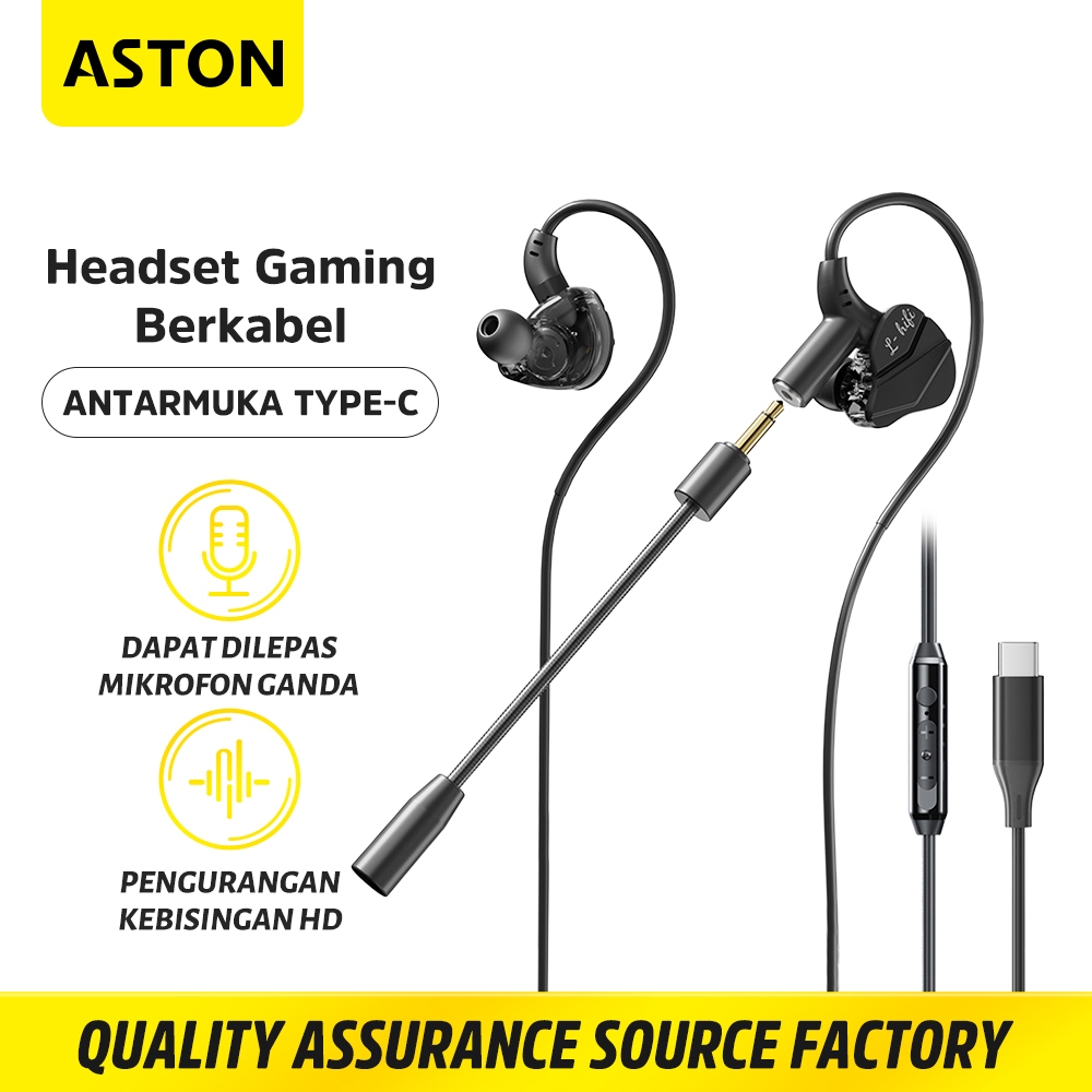 Jual ASTON Headset Gaming Type C AT-MT142 Black Dual Dynamic With Mic ...