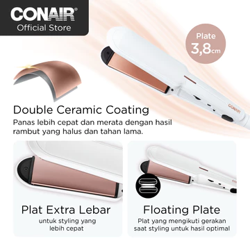 Conair Catokan Pelurus Rambut Double Ceramic 3 8cm