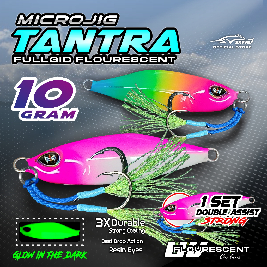 Jual Micro Jig 10 Gram SKYVIU TANTRA Full GID UV 1 Set Double Assist ...