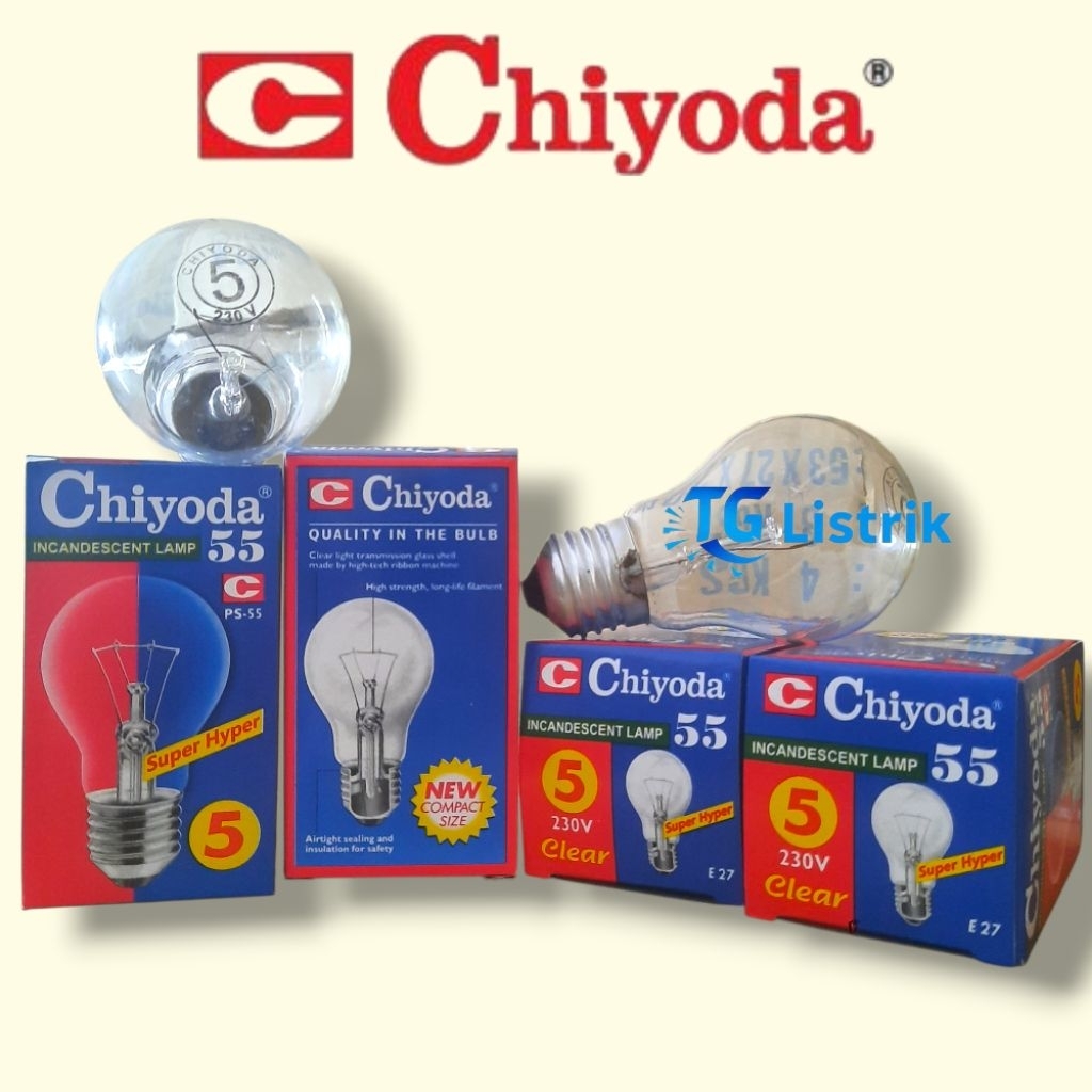 Jual Chiyoda Lampu Pijar PS 55 Super Hyper 5 Clear E27 Lampu Dop Pijar ...
