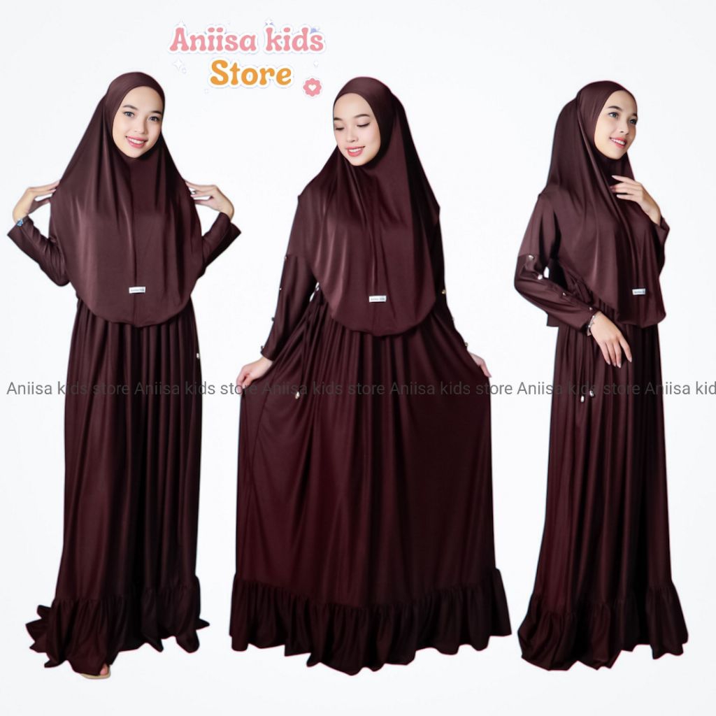 Jual Gamis Dewasa Inara Serut Pinggang Rempel Satu Set Hijab | Shopee ...