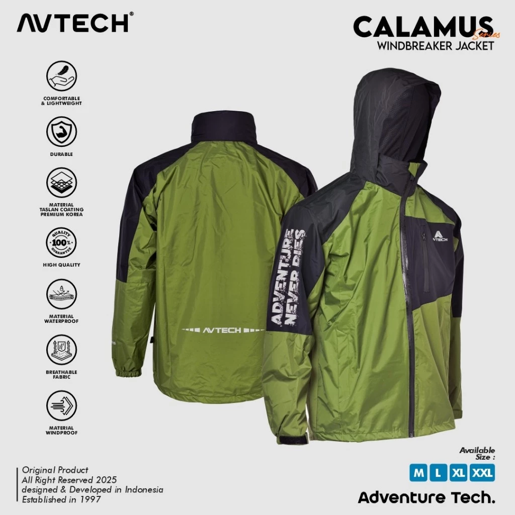 AVTECH - Jaket Pria Wanita Windbreaker Waterproof Gorpcore Outdoor Gunung Camping Motor - CALAMUS
