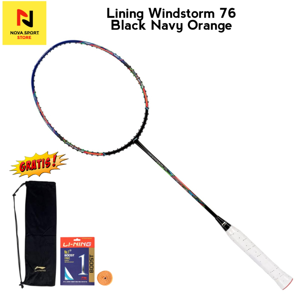 Jual Lining Raket Badminton Windstorm 76 Black Navy Orange | Shopee ...