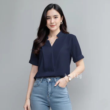 REBECCA Blouse Wanita Simple Elegan Moscrepe Atasan Blouse Simple Casual Formal Fit To L