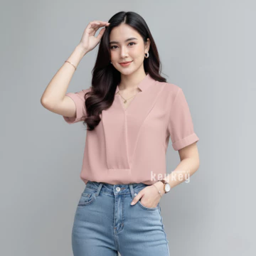 REBECCA Blouse Wanita Simple Elegan Moscrepe Atasan Blouse Simple Casual Formal Fit To L