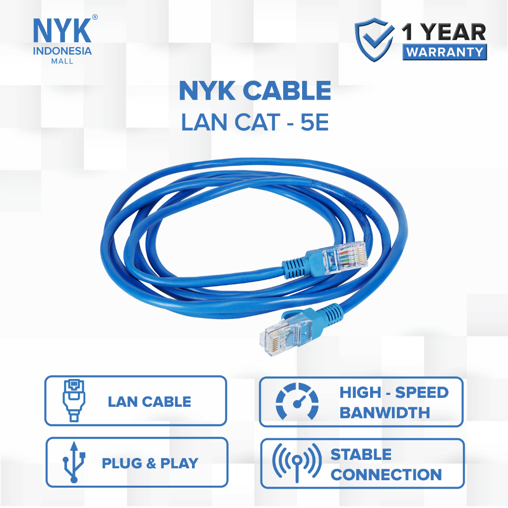 Jual NYK Kabel LAN CAT 5 Cable Ethernet Rj45 20 Meter | Shopee Indonesia