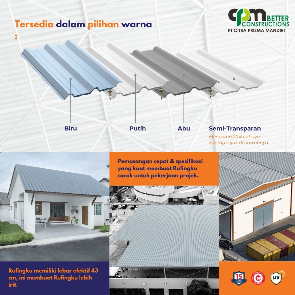 Jual Rufingku Atap UPVC tebal 12mm & 15mm Garansi Anti Bocor 15Th ...