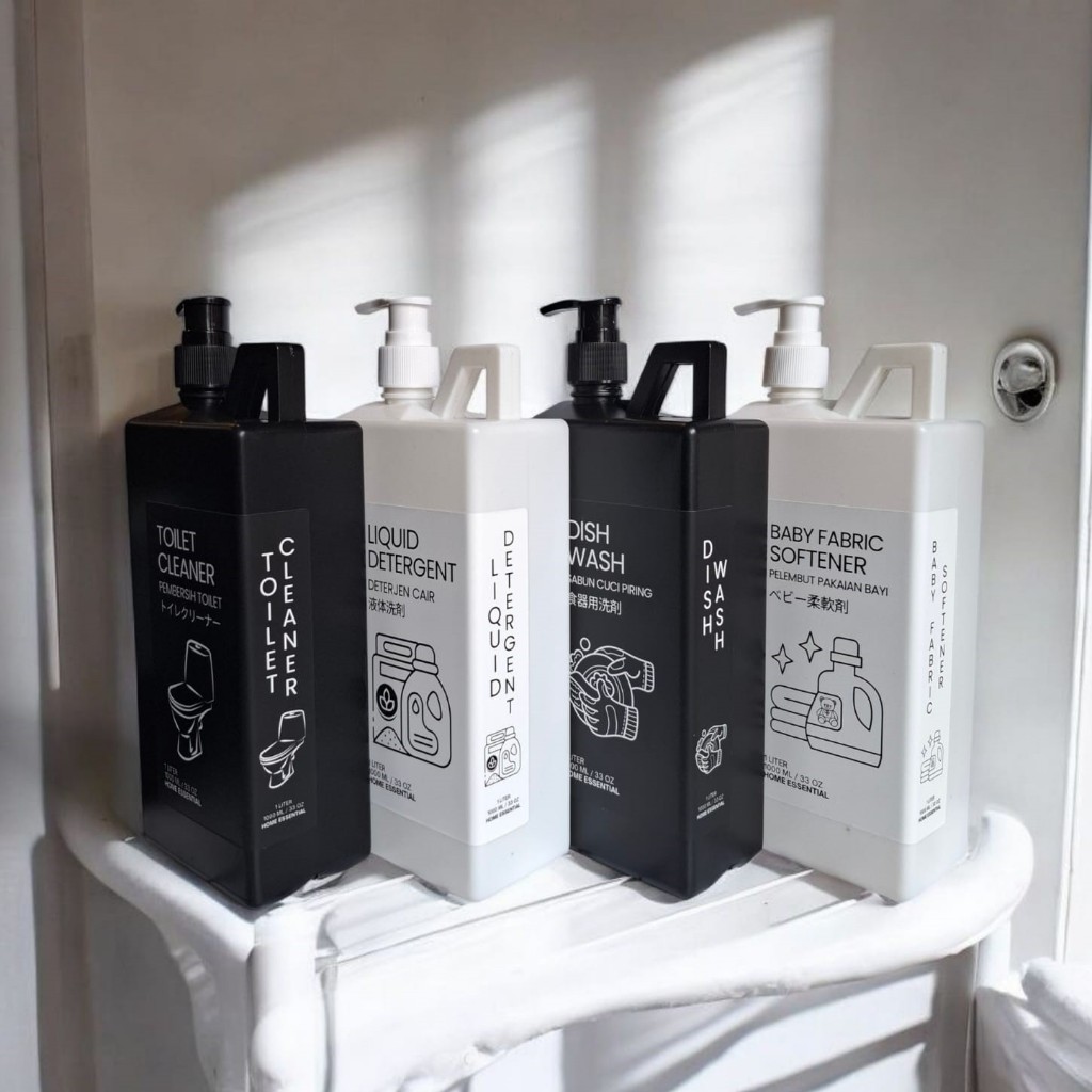Jual Botol Pump Kotak 1000 ml Detergen Cair / Softener / shampoo , dll ...