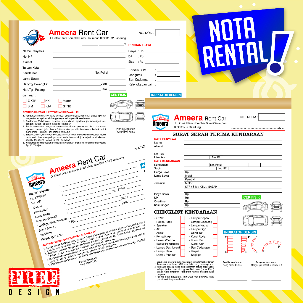 Jual NOTA KWITANSI RENTAL MOBIL - SURAT JALAN - NOTA - INVOICE ...