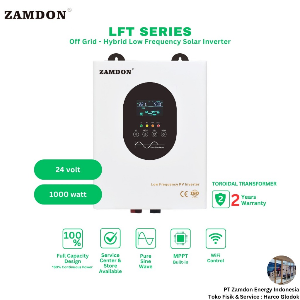Jual ZAMDON - Solar Inverter Frekuensi Rendah 1KW 12V-24V termasuk MPPT ...