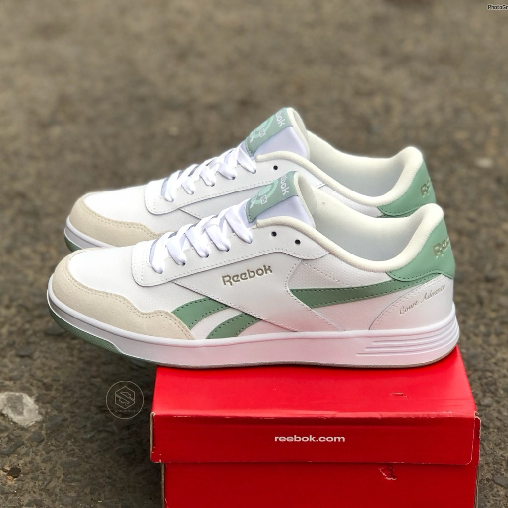Jual REEBOK CLASSIC CLUB C 85 COURT ADVANCE LEATHER WHITE GREY GREEN ...