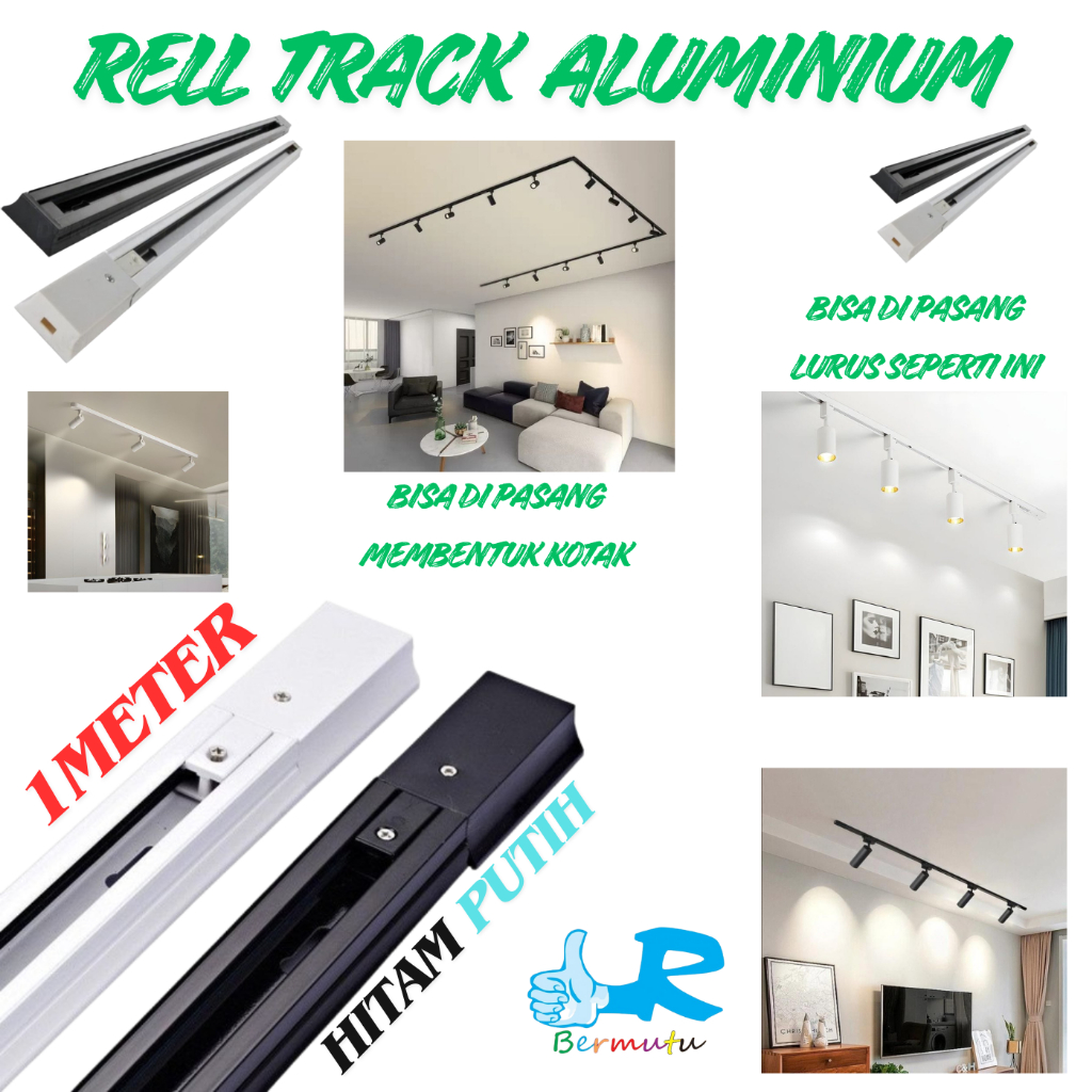 Jual Rell Lampu 1M RELL Aluminium 1meter LED TRACK 1M Fitting spotlight ...