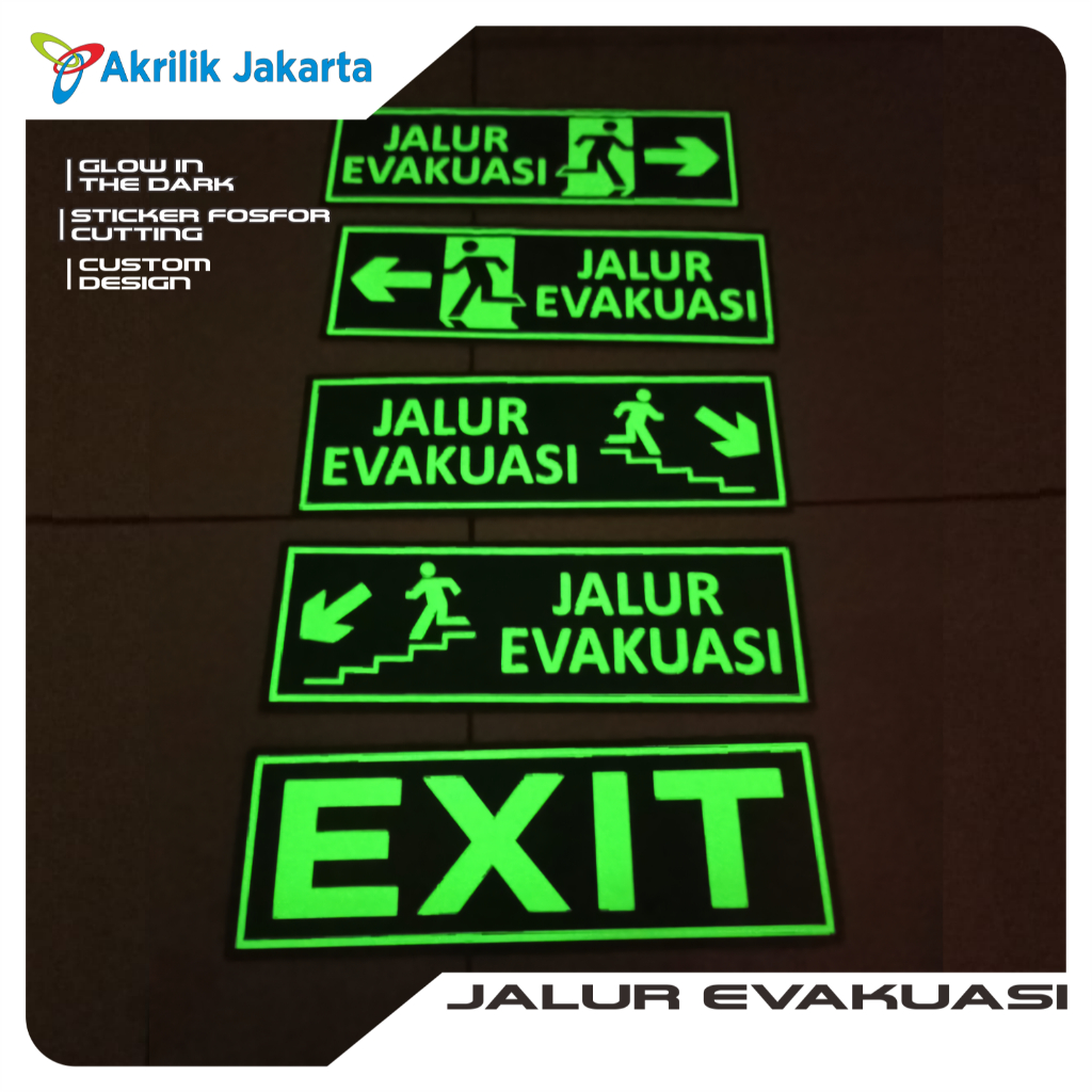 Jual Jalur evakuasi | exit signage | rambu-rambu akrilik (GLOW IN THE ...