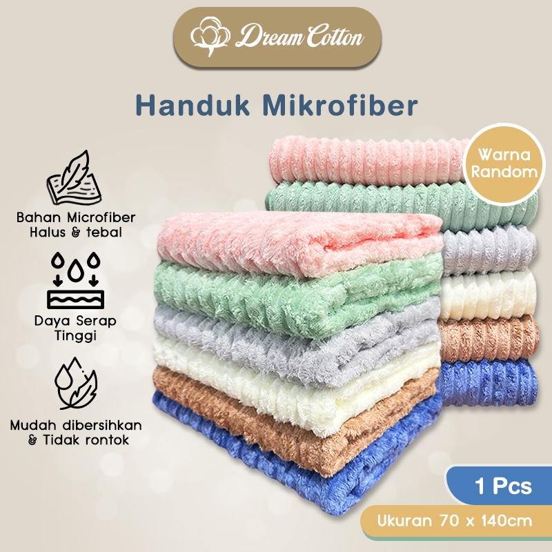 Dreamcotton Handuk Microfiber Jumbo Premium Uk 70x140cm Towel Dewasa Tebal Halus Lembut