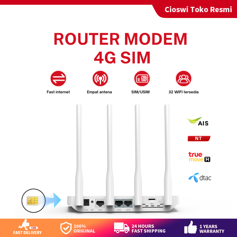 Jual Cioswi Modem 4G Router WiFi 500Mbps SIM Card Wireless Router 4G ...