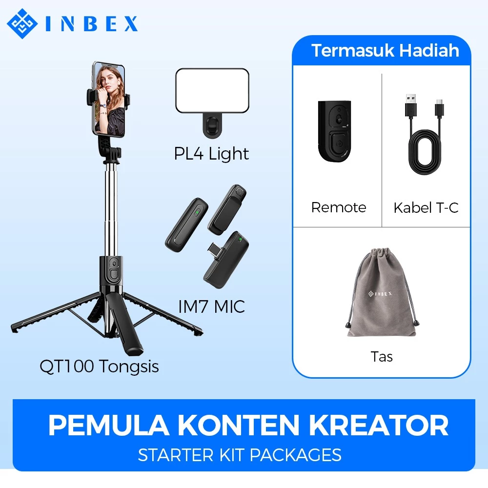 [Live Eksklusif 100K OFF] INBEX Paket Kreator Konten Konten Kreator LED Lampu Sorot Lighting Studio Video Live Vlog - foto 1