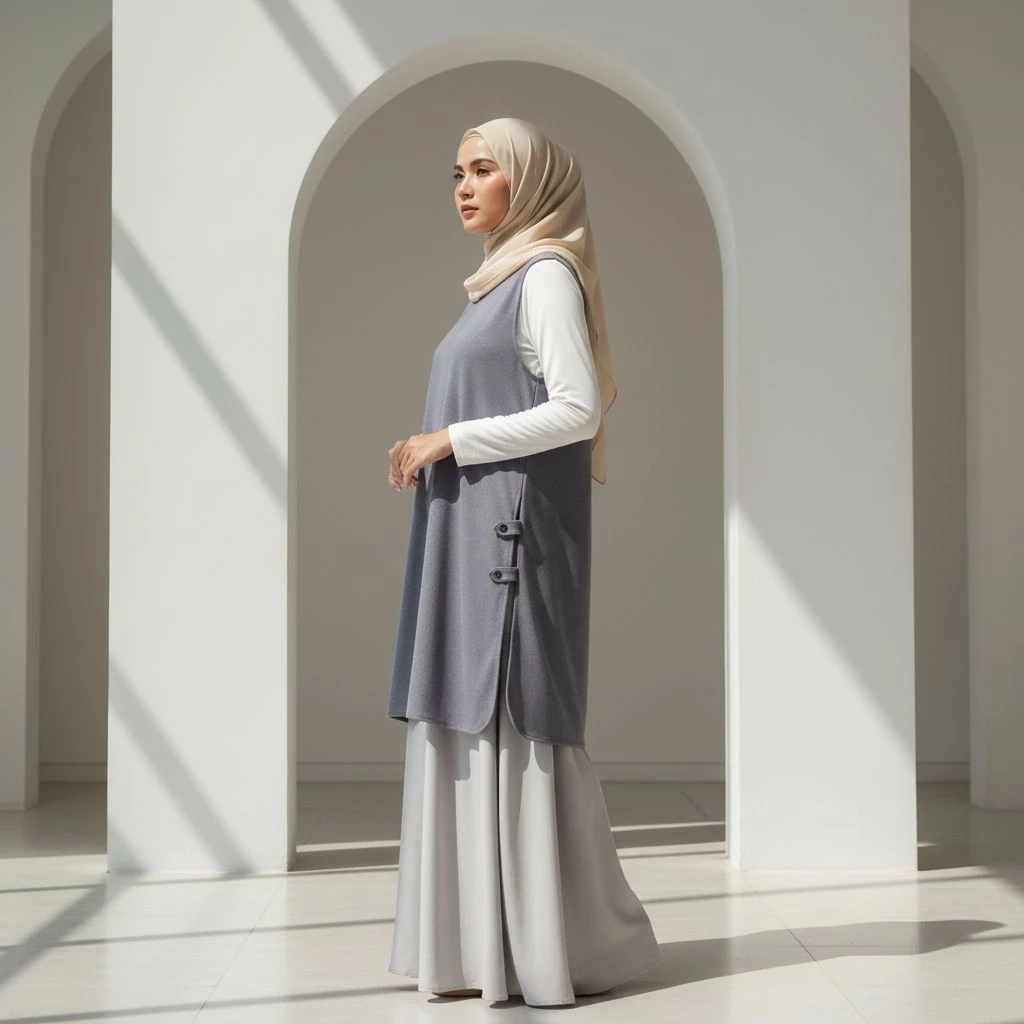 Tunik Long Vest Outer — gambar utama (Soft Rose)