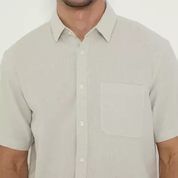 Men Clo Kemeja Pria Basic Polos Lengan Pendek Katun Linen 1090