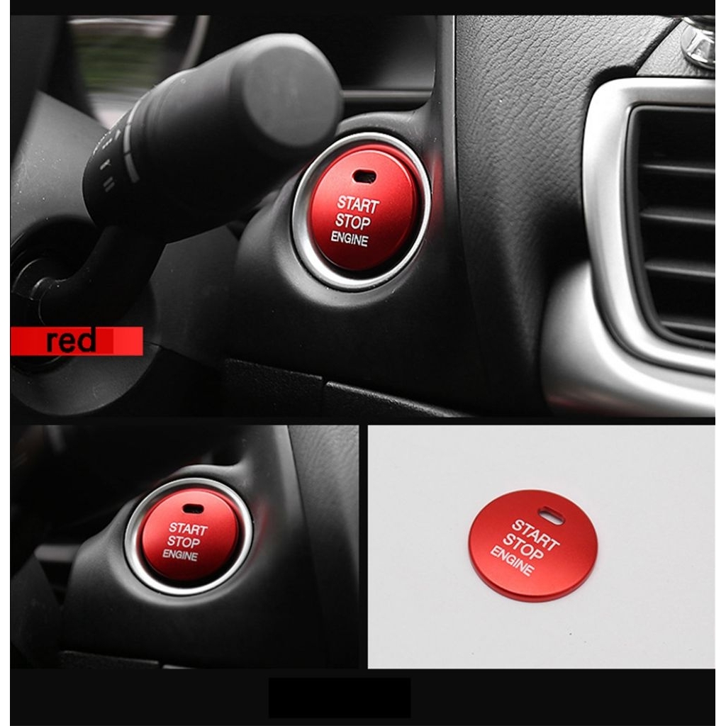 Red Real Carbon Fiber Engine Push Start Button Cover For Mazda 3, 6, CX-3, CX-5, CX-9, MX-5