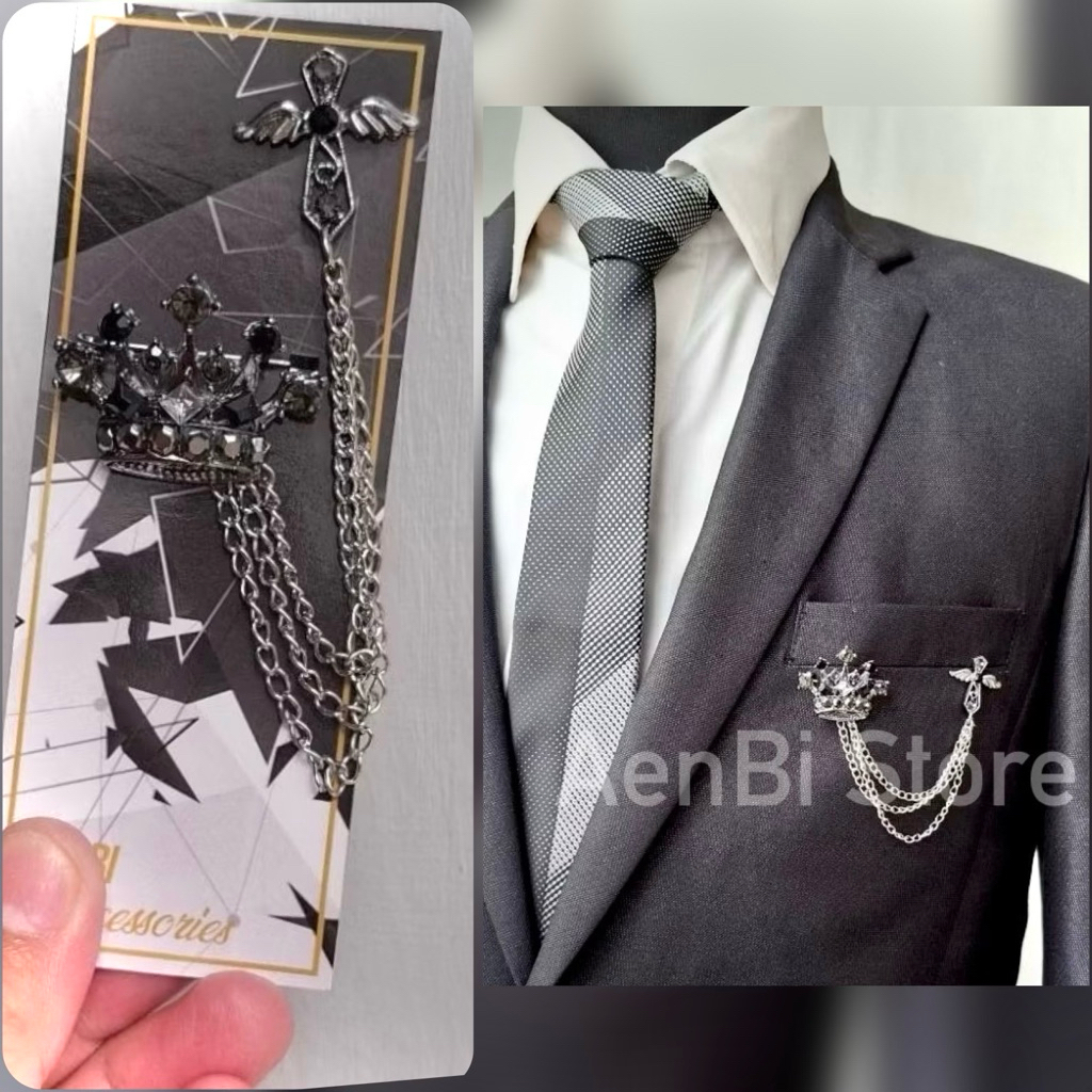 Jual Lapel pin rantai/bros rantai jas - black crown | Shopee Indonesia