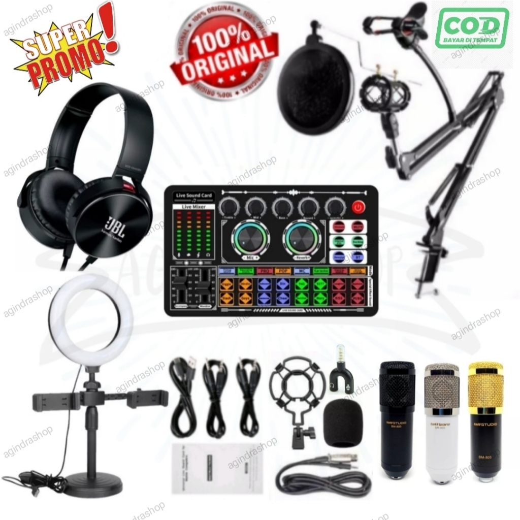 Jual Promo Paket Komplit Mic Condenser BM800 + Stand Mic + Pop Filter ...