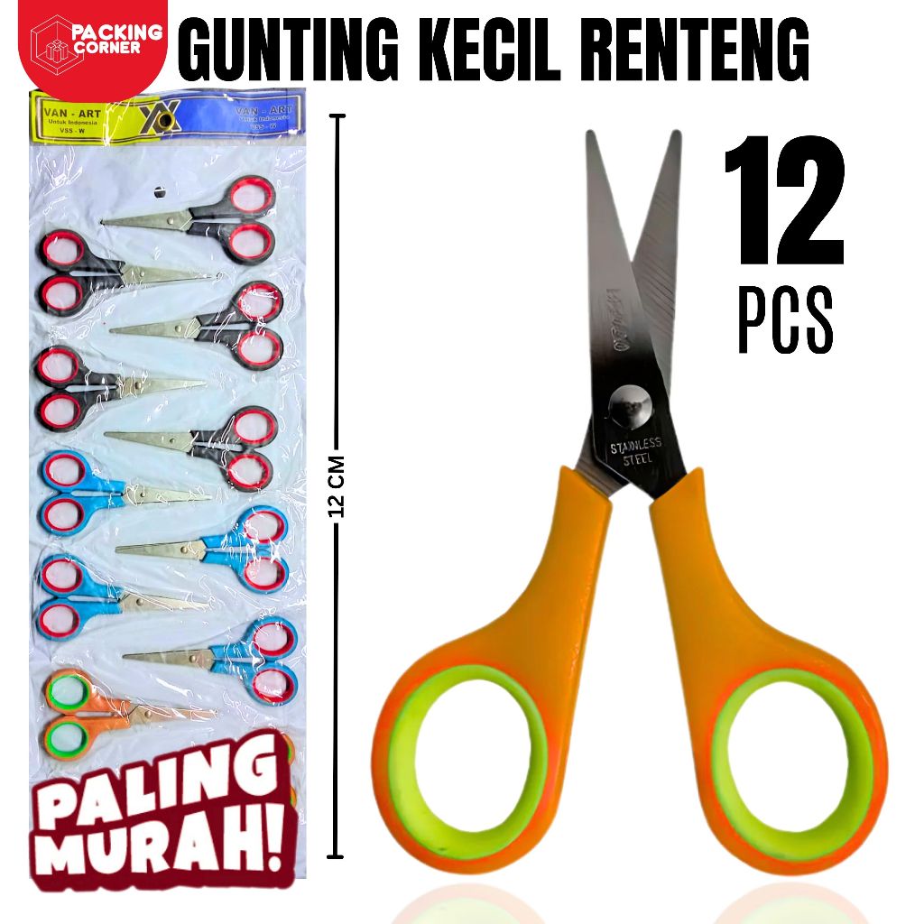 Jual 12 PCS Gunting Renceng Kecil Pendek Scissors Stainless Stell Tajam ...