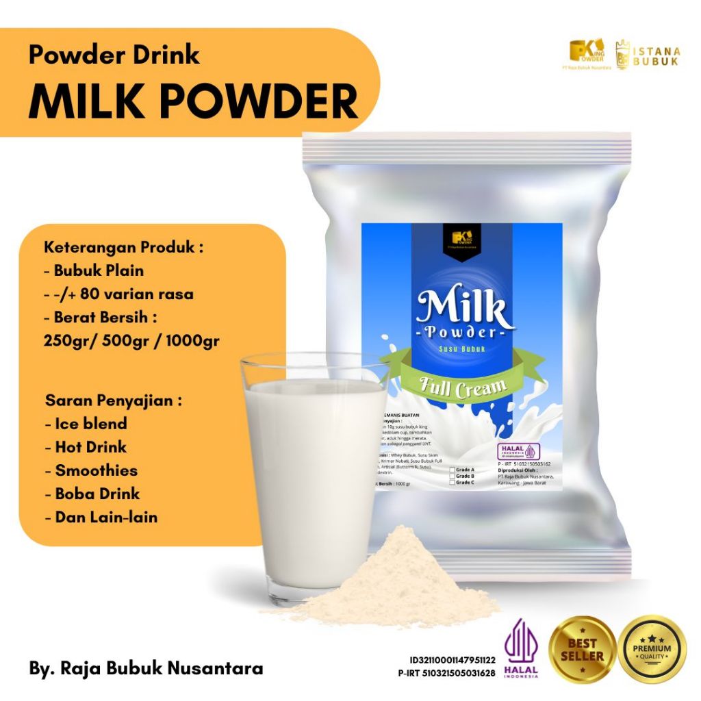 Jual Susu Bubuk Premix Grade A Raja Bubuk Nusantara Milk Powder 1 Kg ...