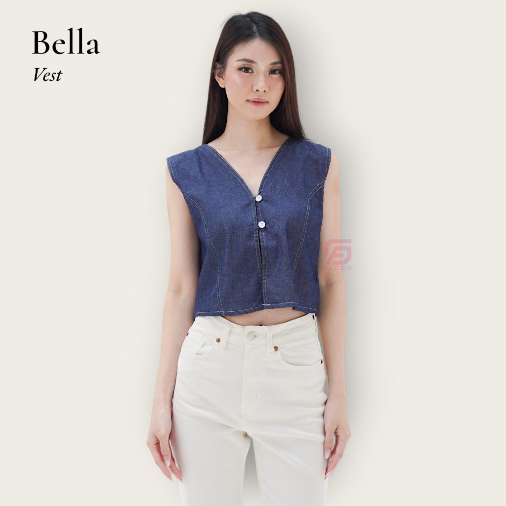 Jual Vest Outer Rompi Wanita Tali Kancing Soft Jeans Bella | Shopee ...