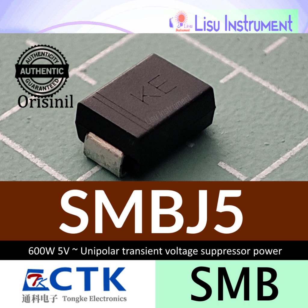 5 Diodes Transil P6SMB200A – 600W, 200V, 2,2A, Unidirectionnelles, Boîtier SMB, Marque YANGJIE