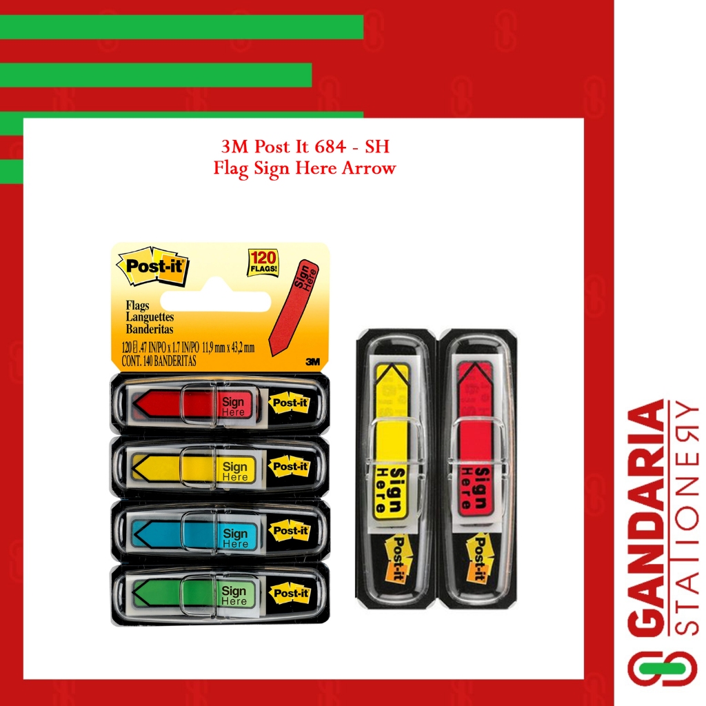 Jual Post It 3M Flags Sign Here Arrow 684-SH / Sticky Note Sign Here 4 ...