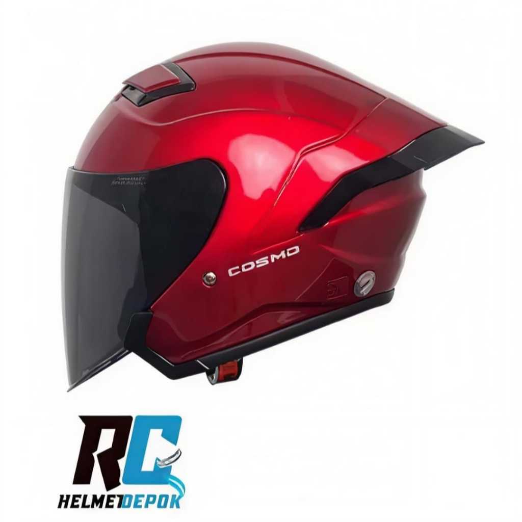 Jual Helm Half Face MLA Cosmo Terbaru Marun Glosy Visor Hitam Free ...