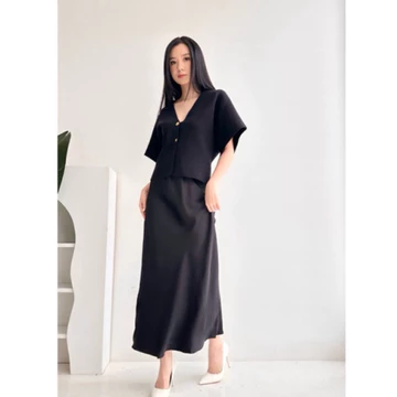 Mafia Sateen Silk Skirt Rok Midi Bahan Satin Silk