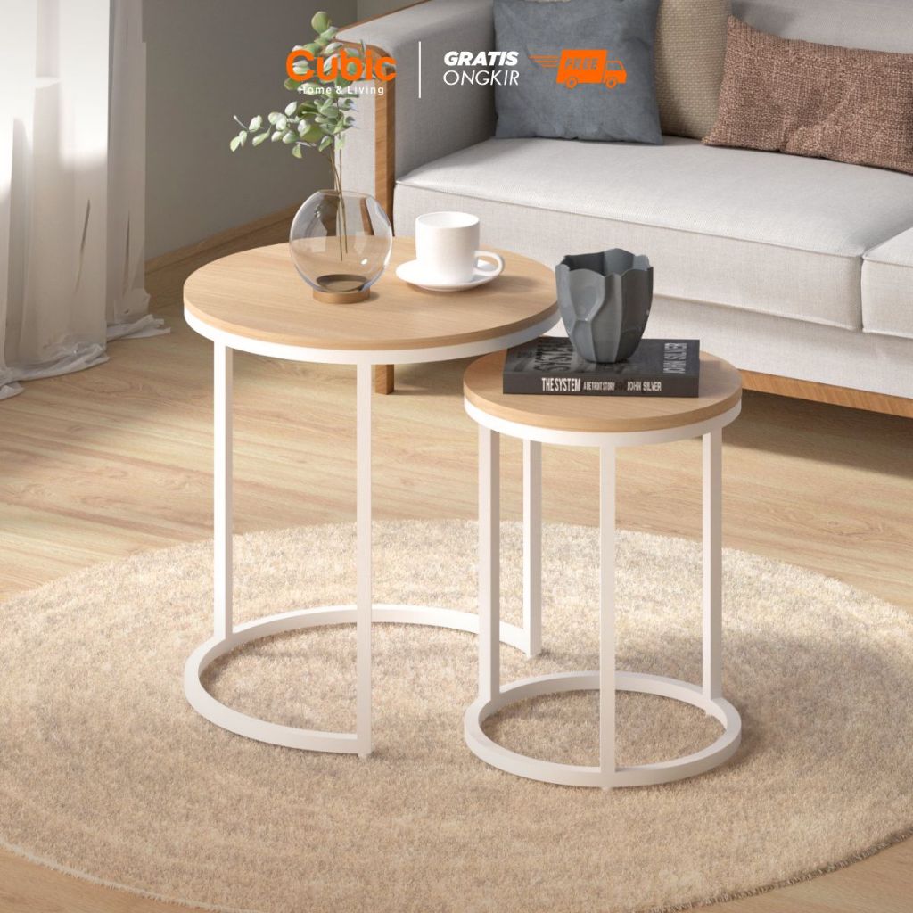 Jual Cubic Meja Tamu Bulat Minimalis / Coffee Table Set / Nested Table ...