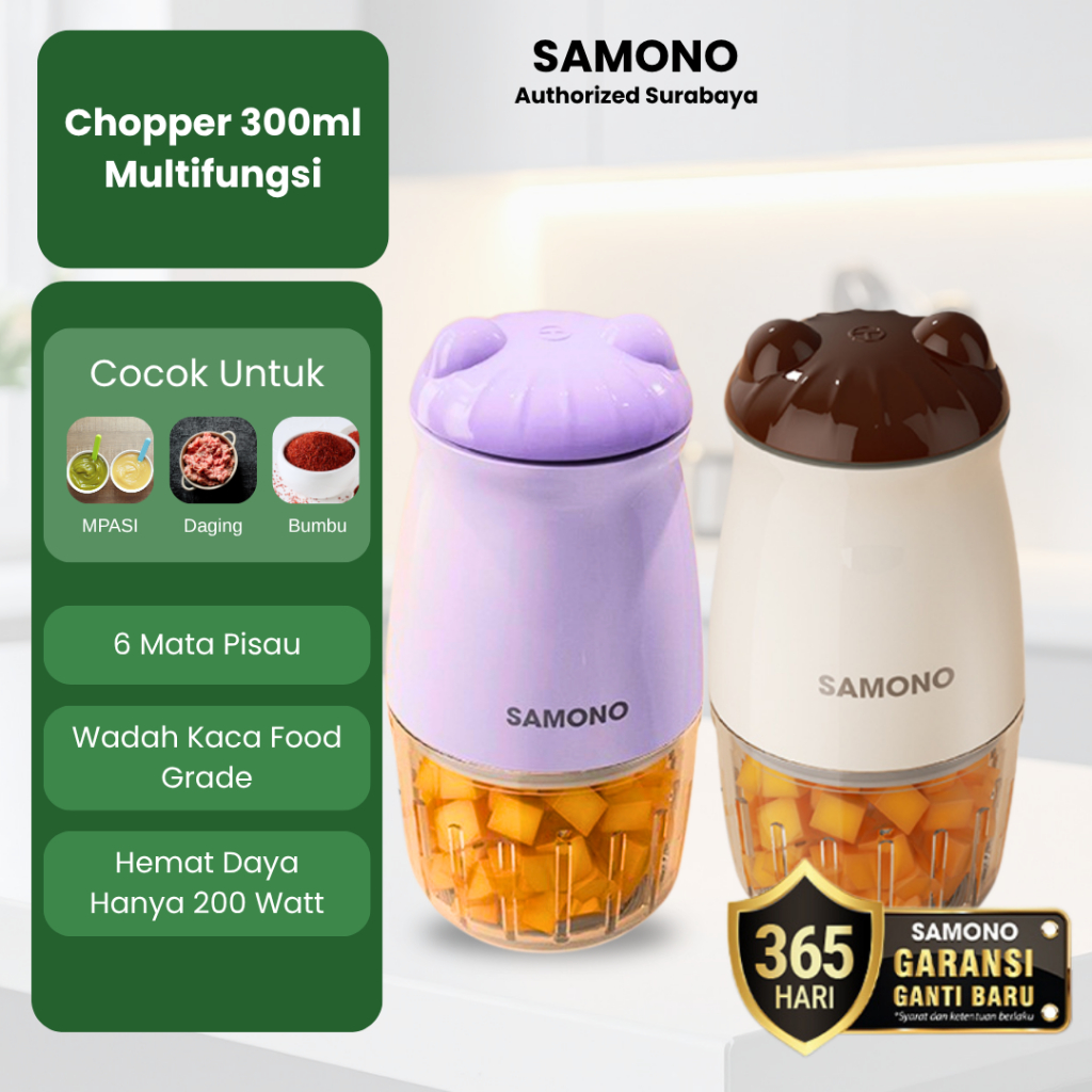Jual [Pengiriman Surabaya] SAMONO Chopper 300ml Kaca 200 Watt 6 Pisau ...