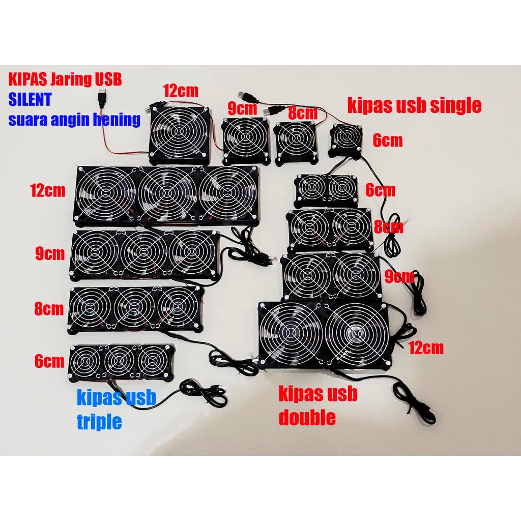 Jual kipas angin jaring besi jejer usb 5v 12cm 9cm 8cm 6cm 5cm 4cm ...