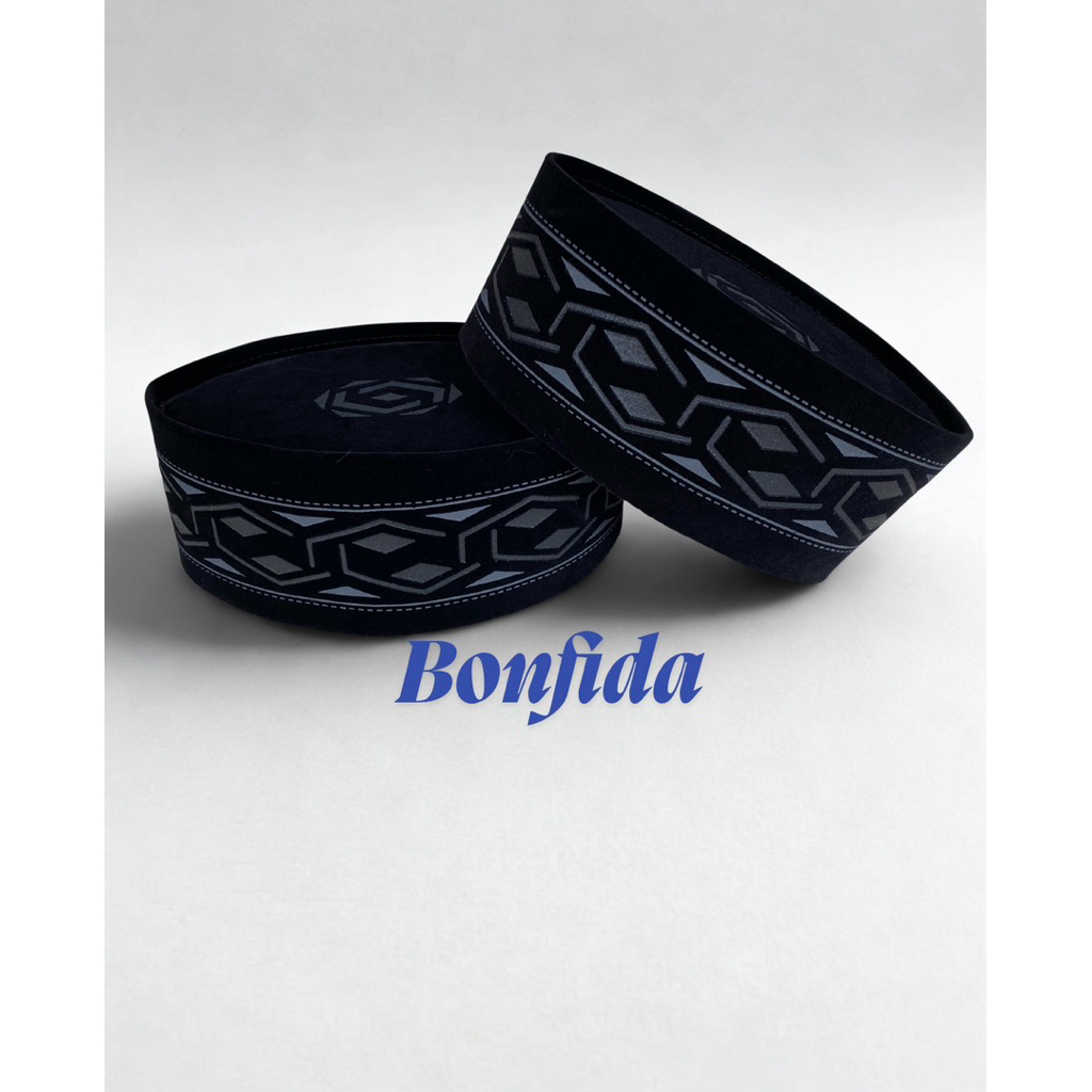 Peci songkok nasional kopyah kopih hitam motif sablon 3 dimensi tinggi 9 cm busana muslim fashion pria anak dan dewasa