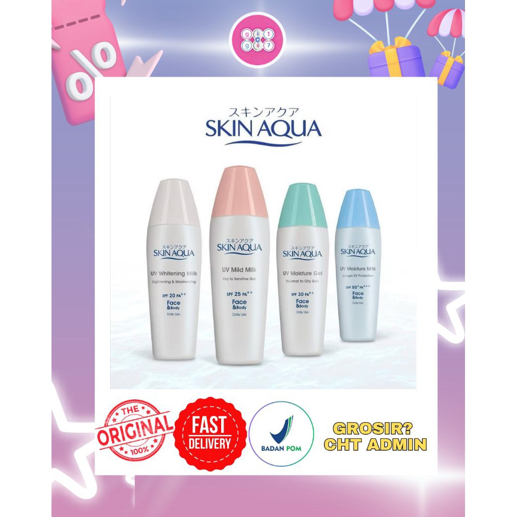 Jual Skin Aqua Sunscreen ORIGINAL - UV Mild Milk |Moisture Gel ...