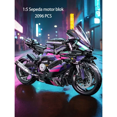 Mainan edukatif blok kecil skala 1:5 sepeda motor, model sepeda motor blok, mainan mobil blok hadiah