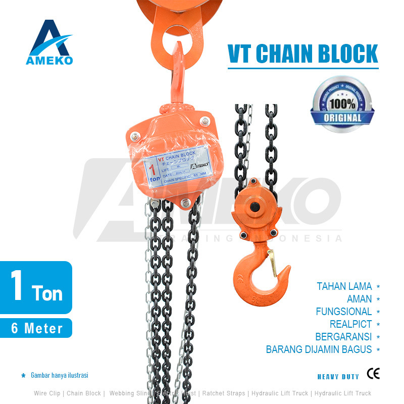 Jual VT Chain Block/Takel Ameko Kapasitas 1/3/5 TON x 3/6/10 Meter ...