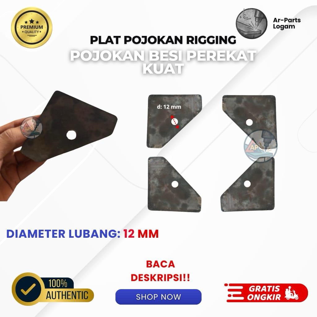 Jual Plat Pojokan Besi Rigging Kuat Tebal 3mm/5mm Lubang 12mm – Dudukan ...