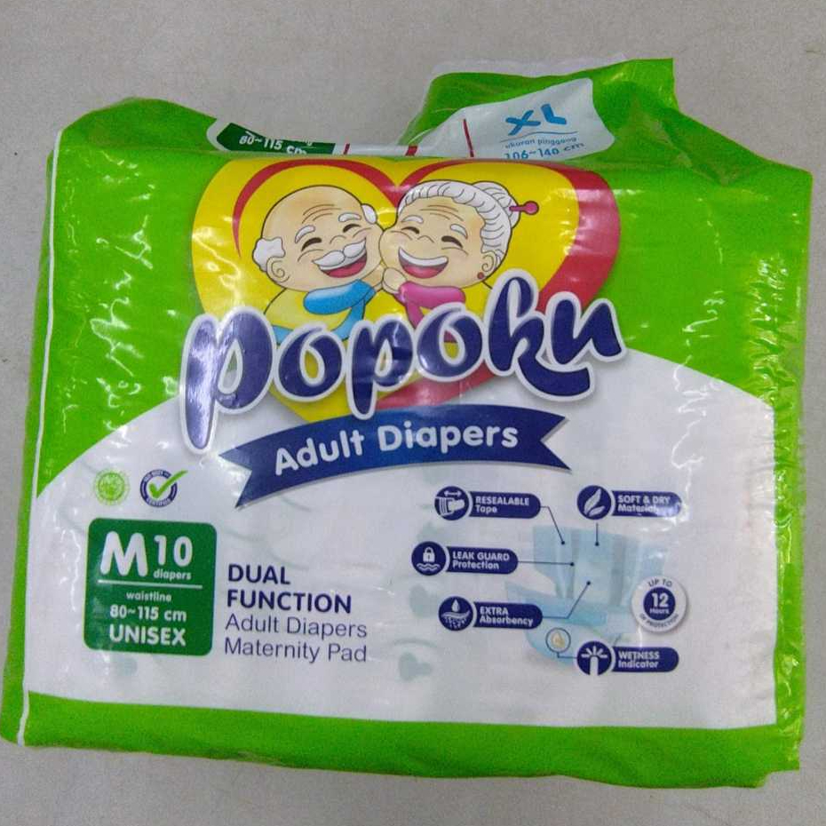 Jual POPOKU ADULT DIAPERS M10 / L10 / XL 10 DEWASA / ORANG TUA PEREKAT ...