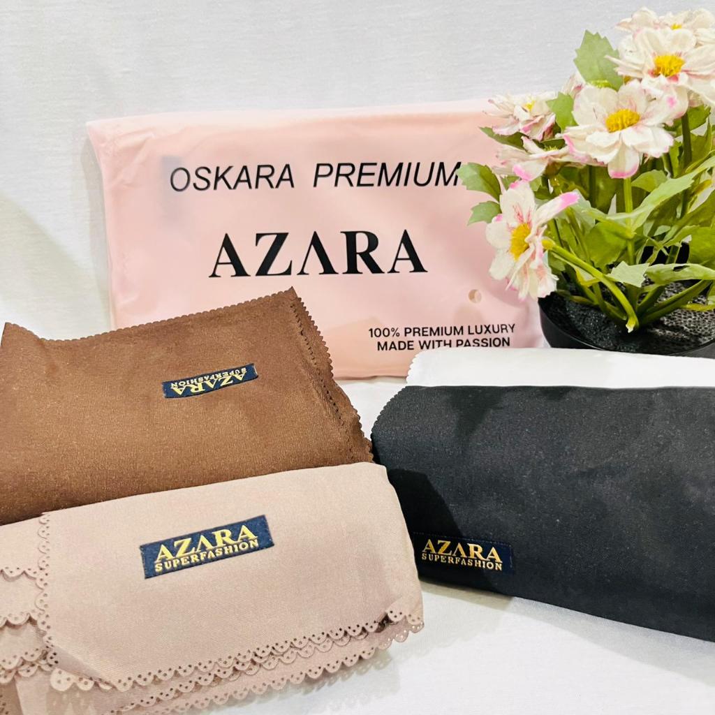 Hijab Segiempat Azara Oskara Premium Non Logo, Bahan Voal Premium Pinggiran Full Lasercut
