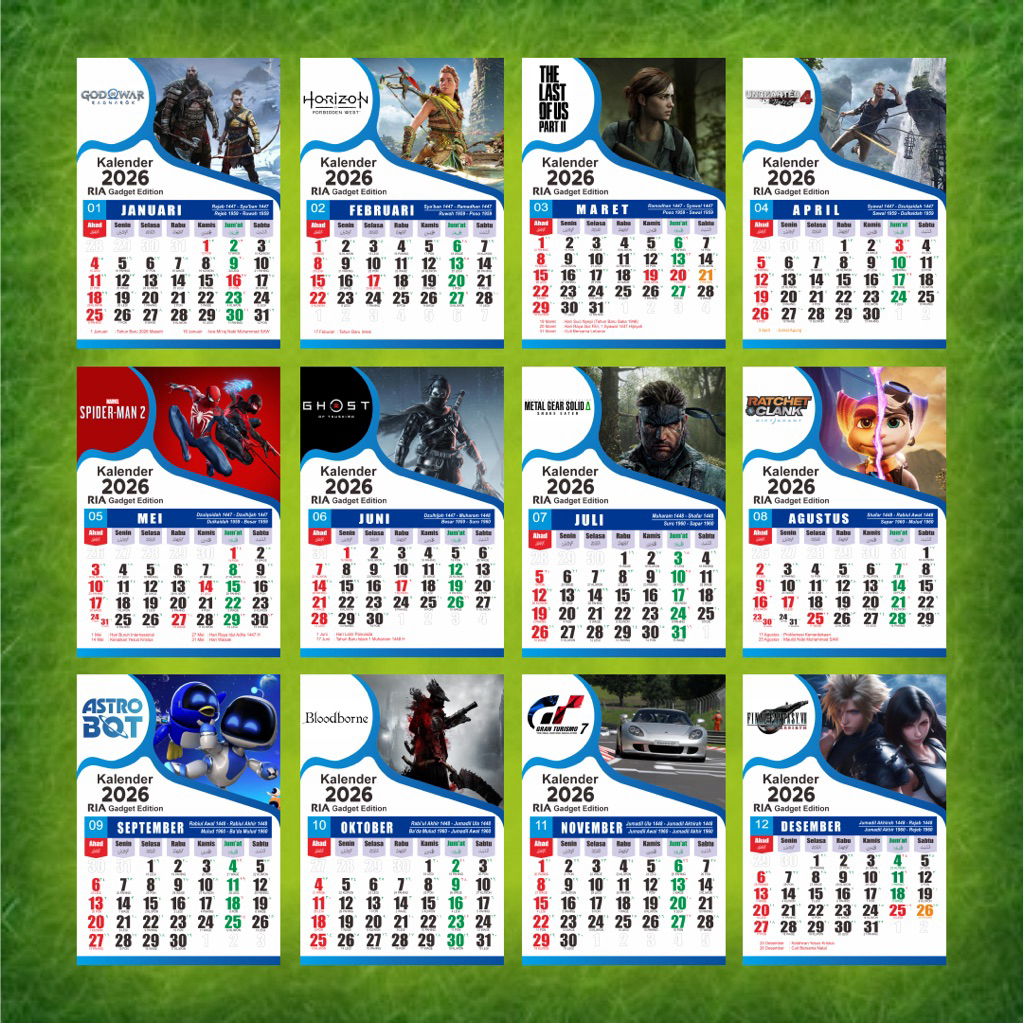 Jual Kalender 2026 1 Bulanan Tema Game Eksklusif PlayStation Ukuran A3 ...